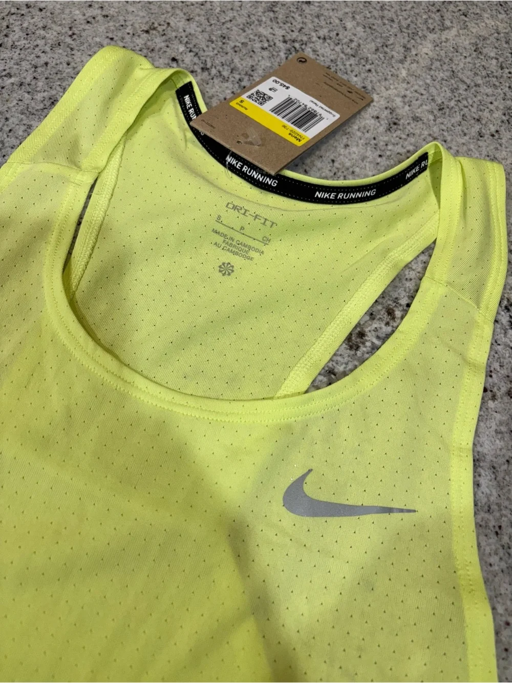 Nike Elite Dri-Fit ADV ‘Neon Yellow’ Men’s Size Small Running Singlet FN4229-736